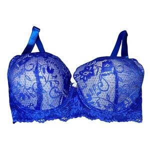 Jennifer Intimates Size 34DD Blue Lace Underwire Full Coverage Adjustable Straps